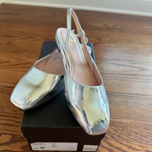 J Crew Metallic Slingback Flats